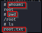 whoami 
root 
pwd 
/root 
# Is 
